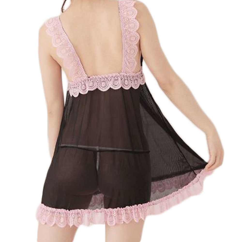 Nuisette Crazy Bicolore et String de dos