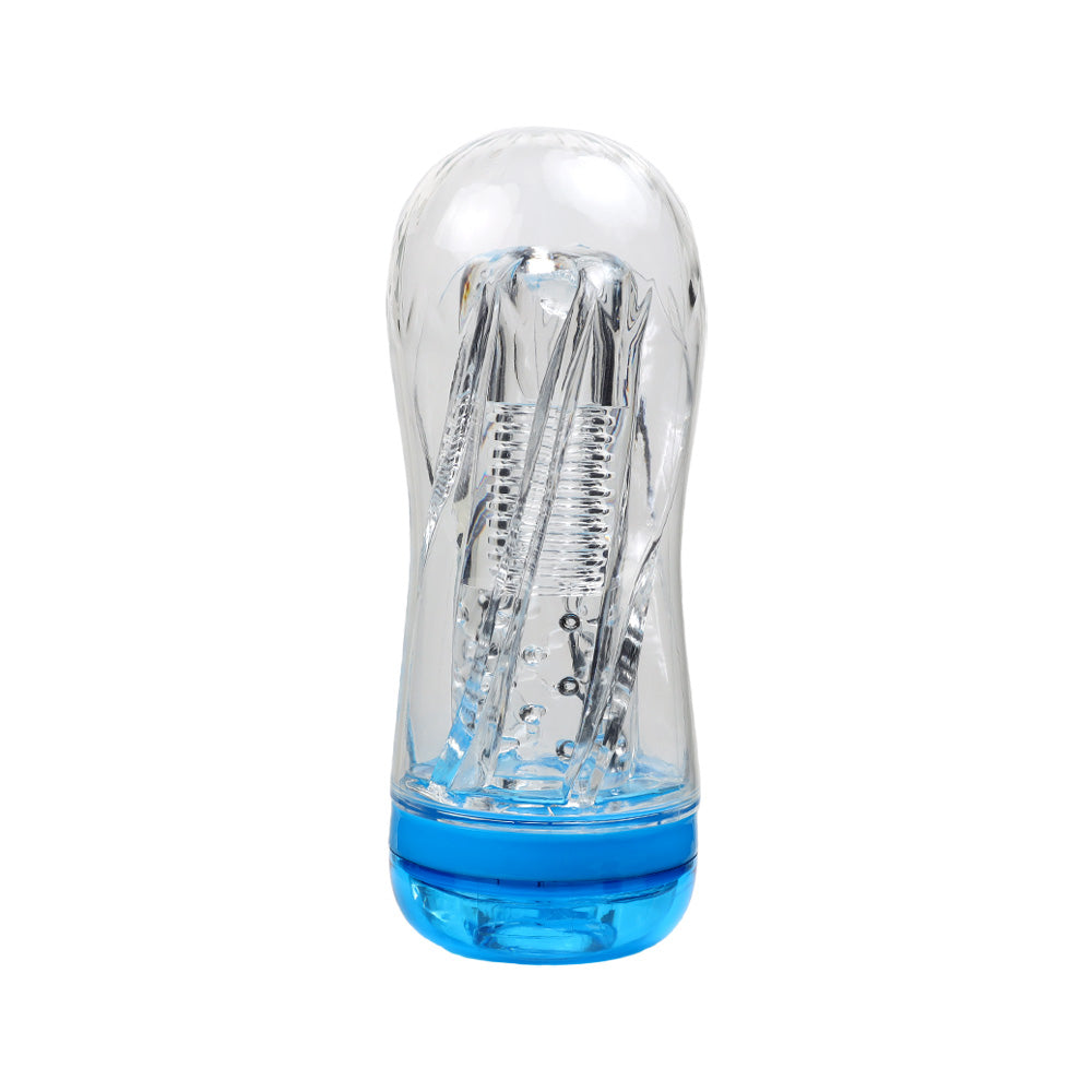gaine de masturbation transparente avec structure interne texturee