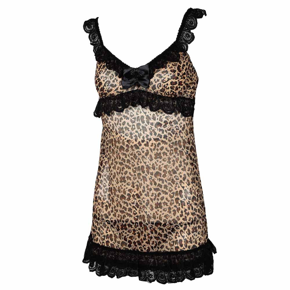 Nuisette Katya et String marron de face