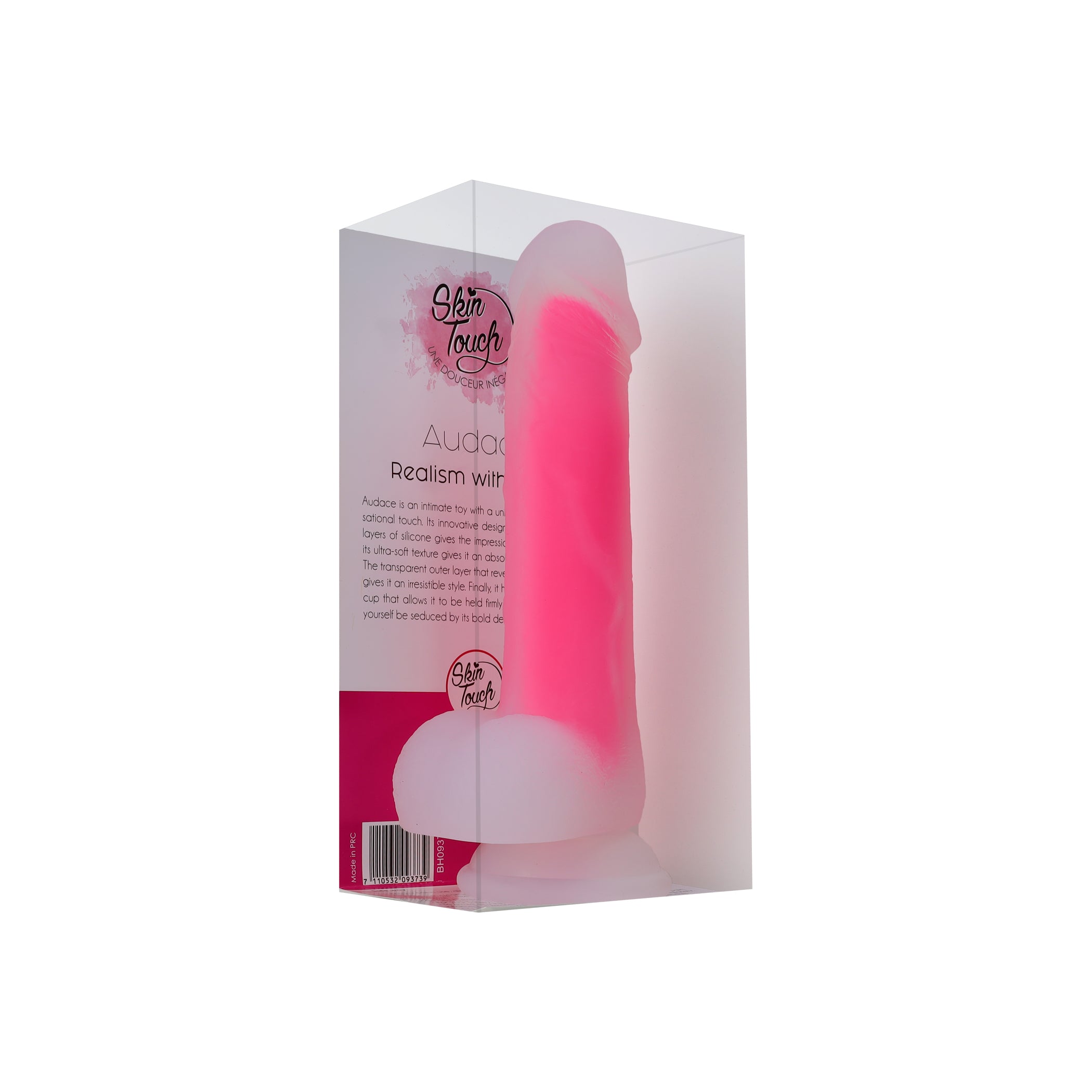 boite gode ventouse audace silicone rose