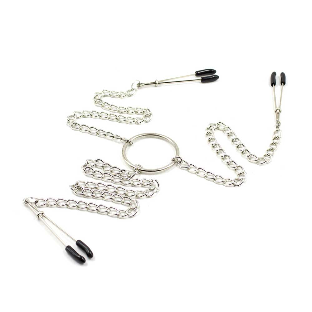 Pinces à Seins & Clitoris avec Chaine BDSM
