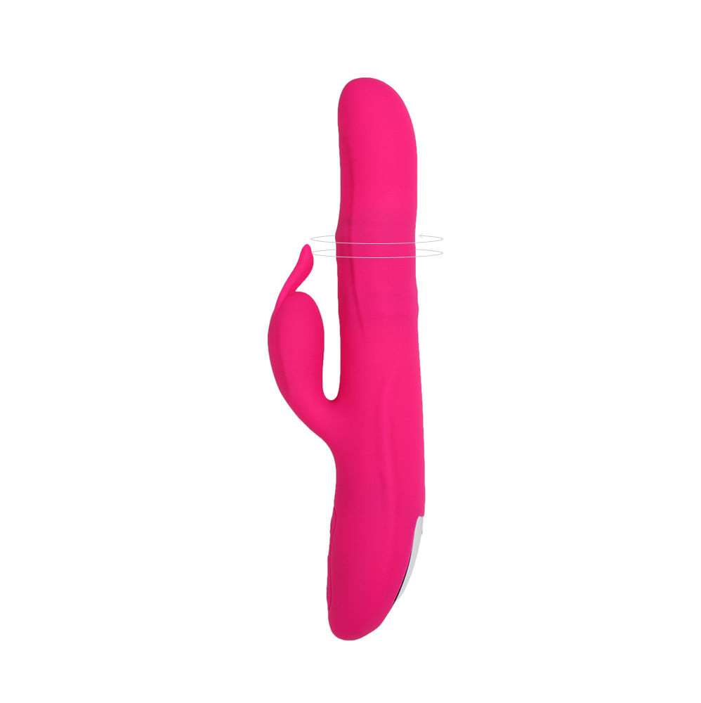Be Happy - vibro rabbit rose virevolte rotatif en silicone- vue de profil