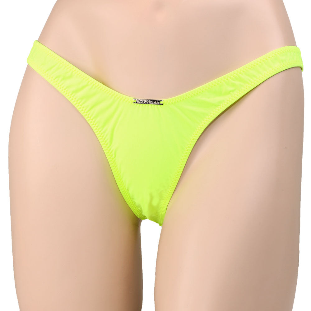 String Maillot Zoe Jaune Fluo de Face