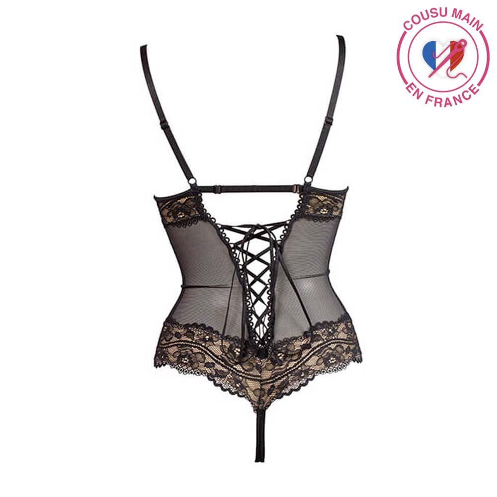 Body Dentelle avec Demi-Seins Réglisse Luxxa