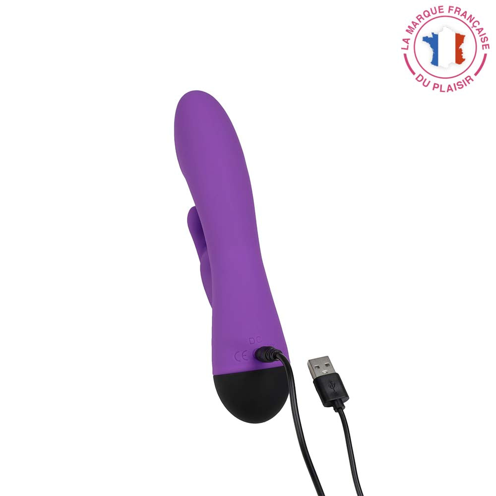 rabbit cocasse be happy - double-stimulation- idéal pour débutante - violet en silicone- avec chargeur
