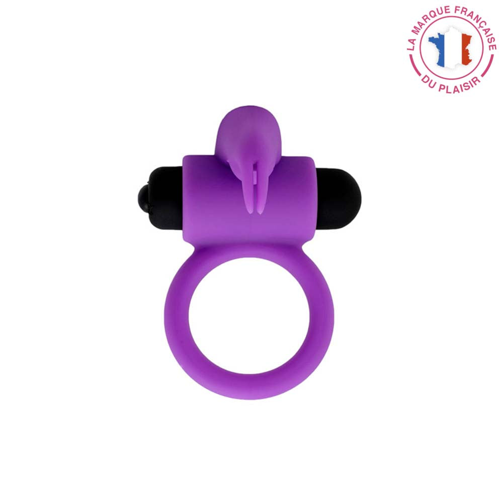 Be happy - anneau vibrant couple - stimule le clitoris effet cockring améliore l'érection - en silicone violet- vue de face