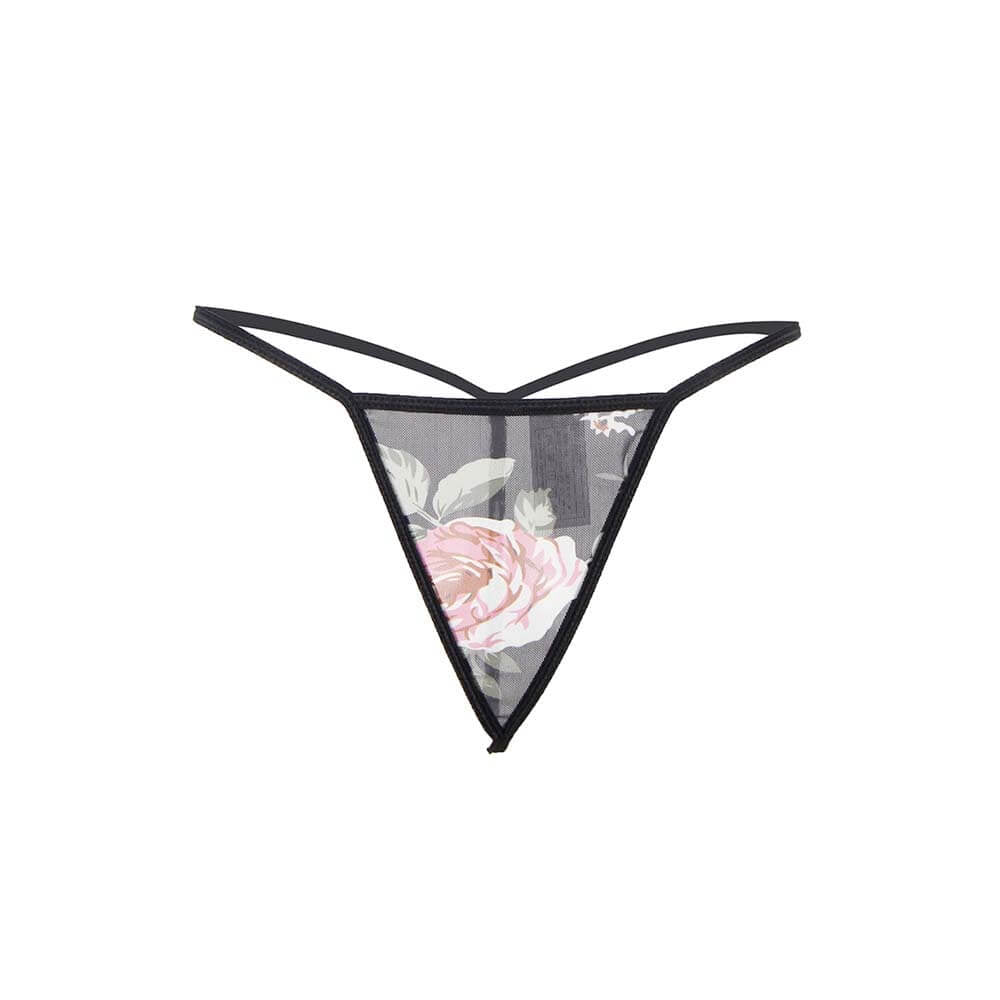 Sensual Lingerie ensemble nuisette fleur dentelles voile femme string face