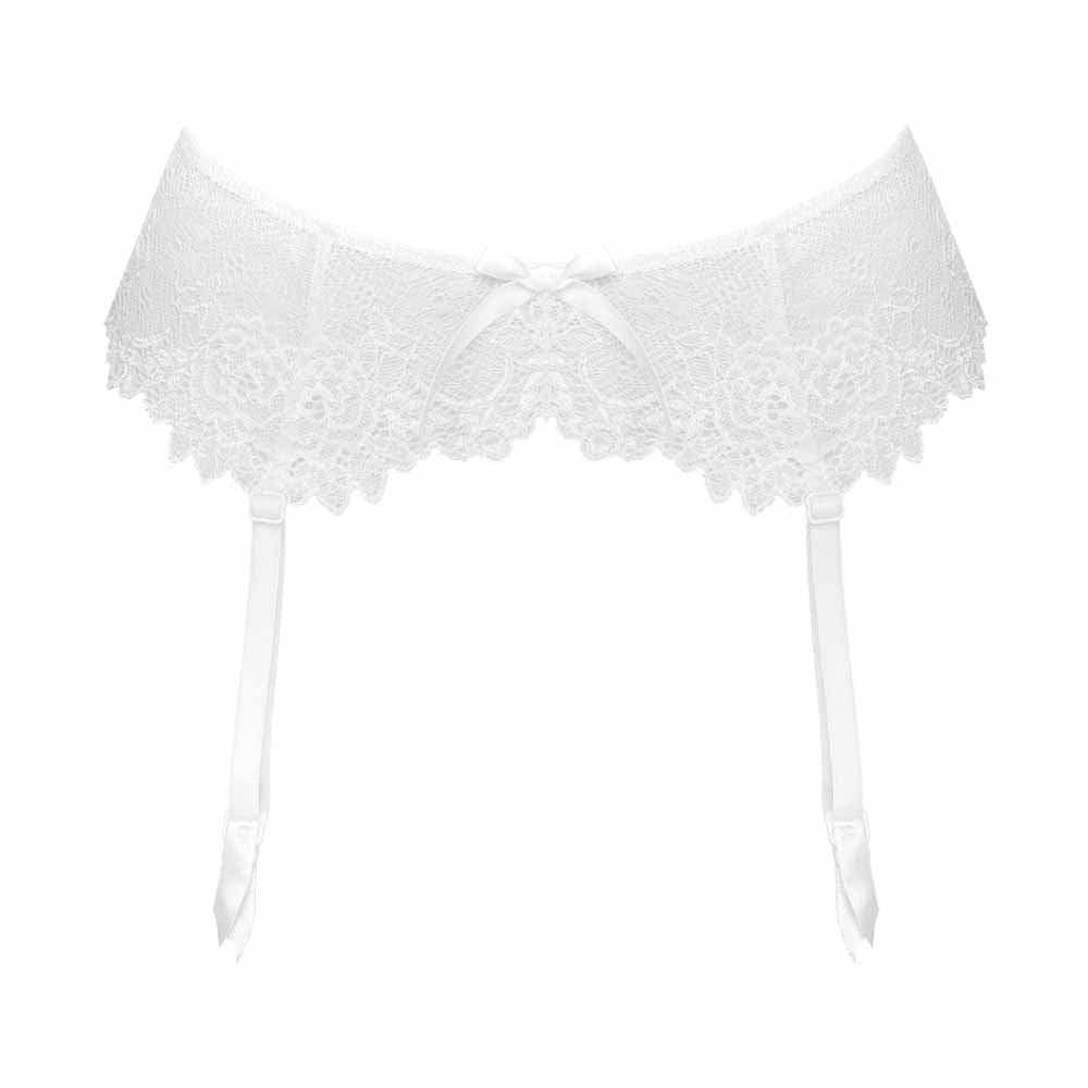Valege Dahalia Porte Jarretelles Dentelle Romantique Sexy Blanc Article Vue de Face