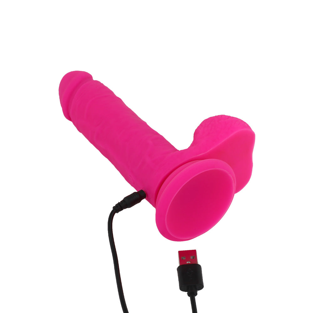 Be Happy Gode Ventouse Vibrant Effervescent Reliefs Réalistes Silicone Rose Télécommandé Vue de Haut avec Chargeur