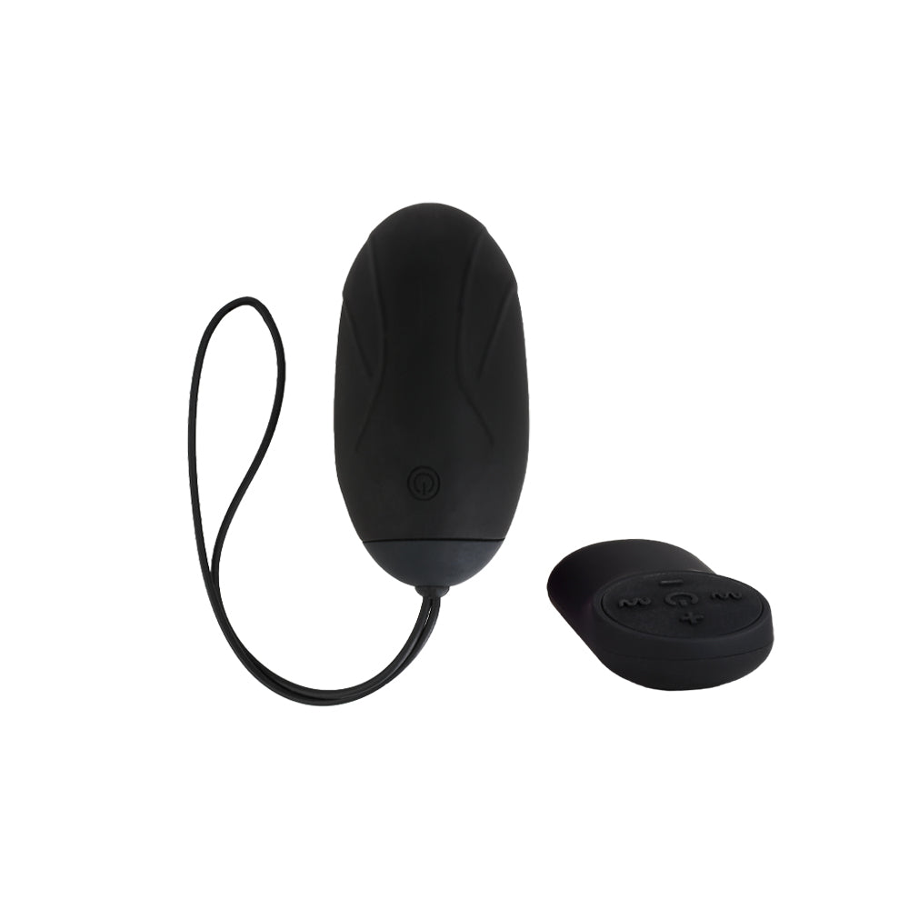 Be Happy Oeuf Vibrant Electrostimulation Voltage Télécommandé Silicone Noir Vue de Face