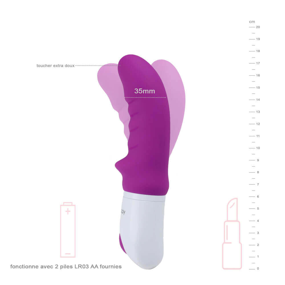 Vibromasseur Phénoménal Be Happy violet avec dimensions