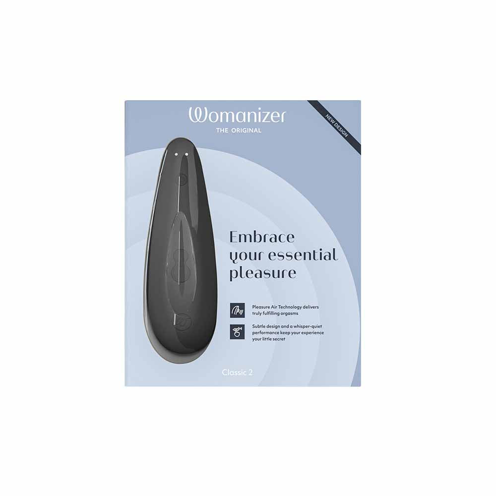 Womanizer Classic 2 Aspiration Succion Silicone Noir Packaging Vue de Face