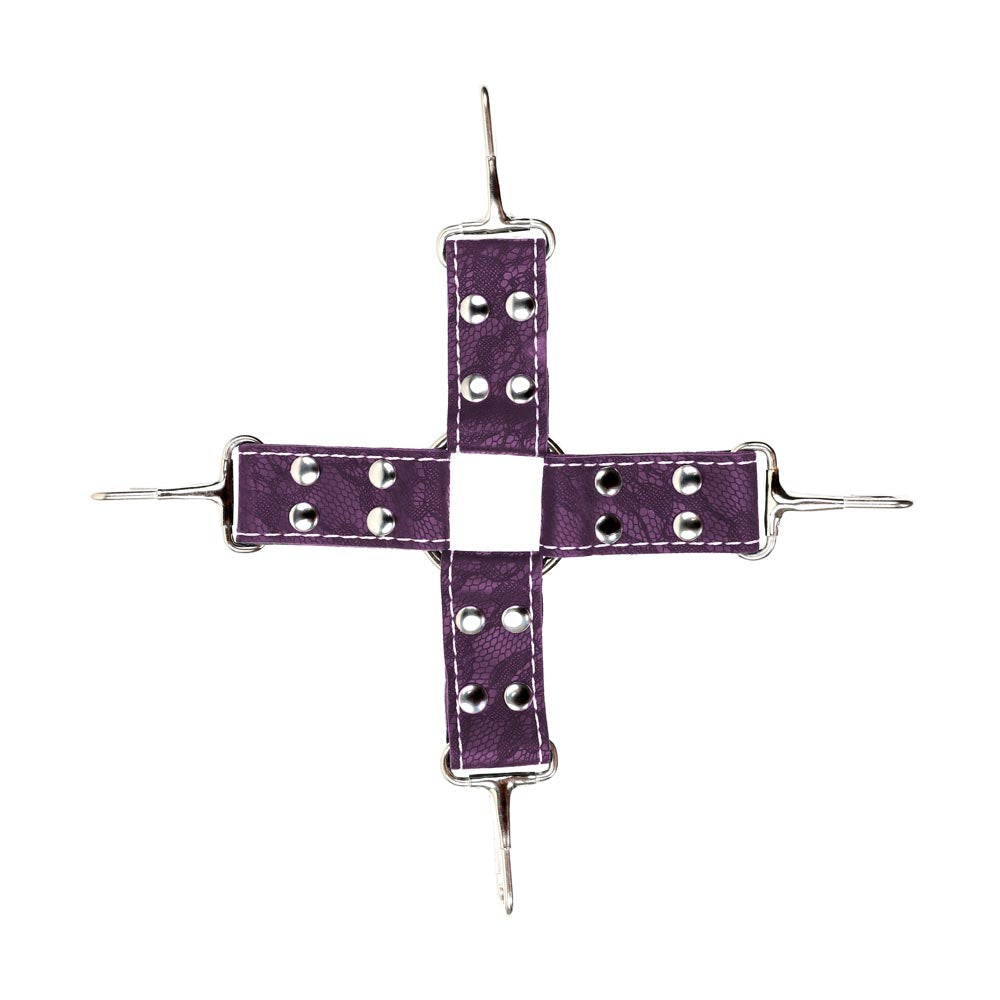Be Bondage Coffret Fetish Kit Complet BDSM Soft Violet 9 accessoires Harnais Vue de Face