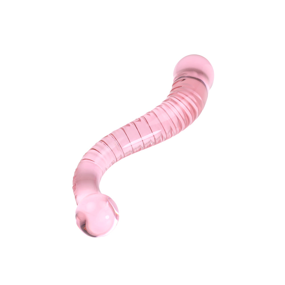 Be Bondage Gode Pyrex Incurvé Tentacule Unisexe Verre Bleu Vue Allongée Côté Fin