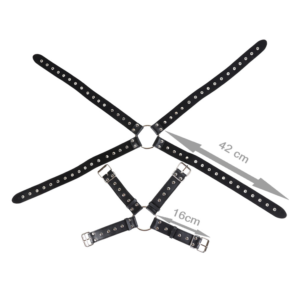 Harnais Noir Buste Homme - Vue Technique - Be Bondage