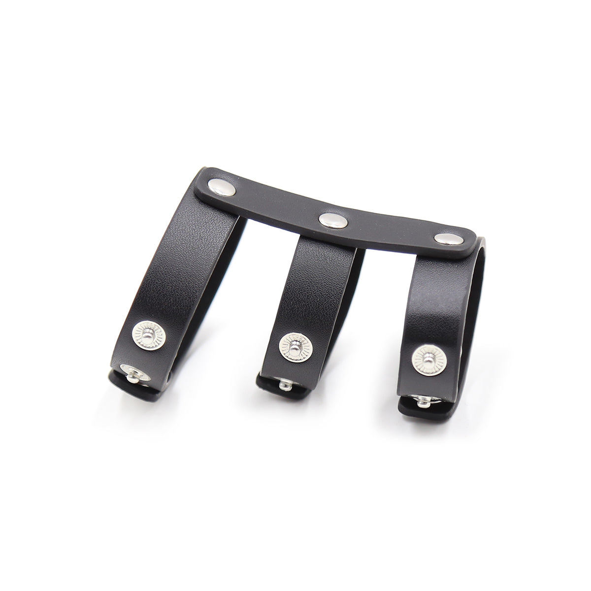 Triple Anneau Pénis PVC Rivets - Vue Fermé Profil - Be Bondage