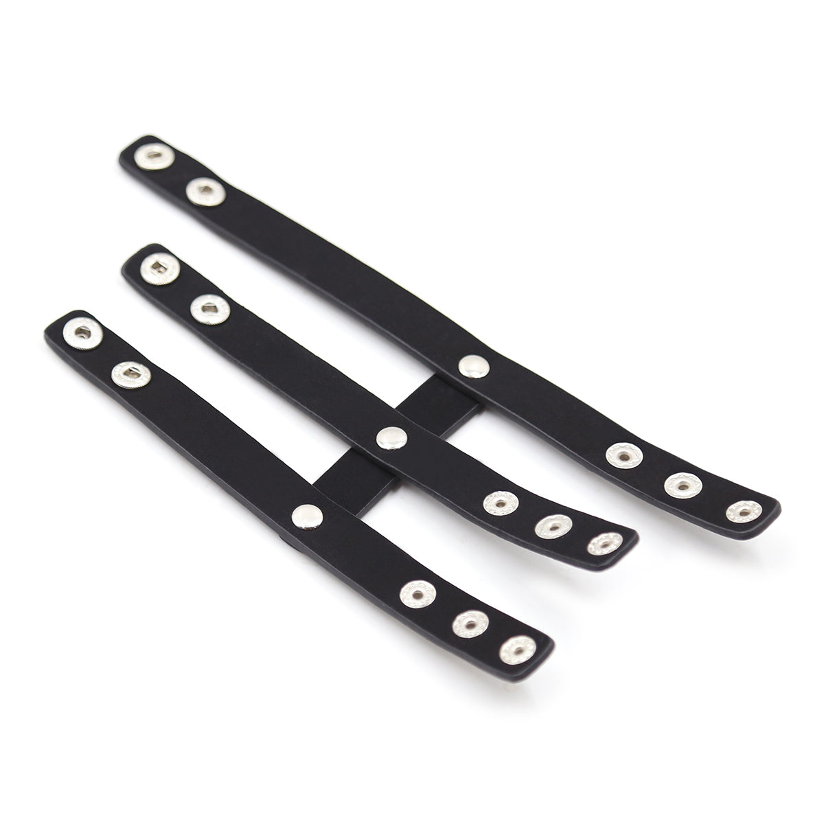 Triple Anneau Pénis PVC Rivets - Vue Ouvert Verso - Be Bondage