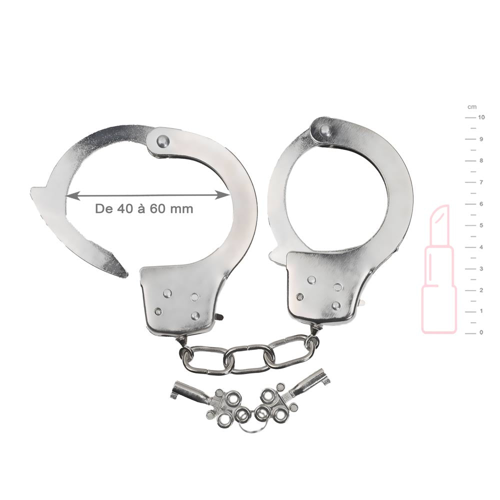 Menottes Lourdes Chaînes Métal - Vue Technique - Be Bondage