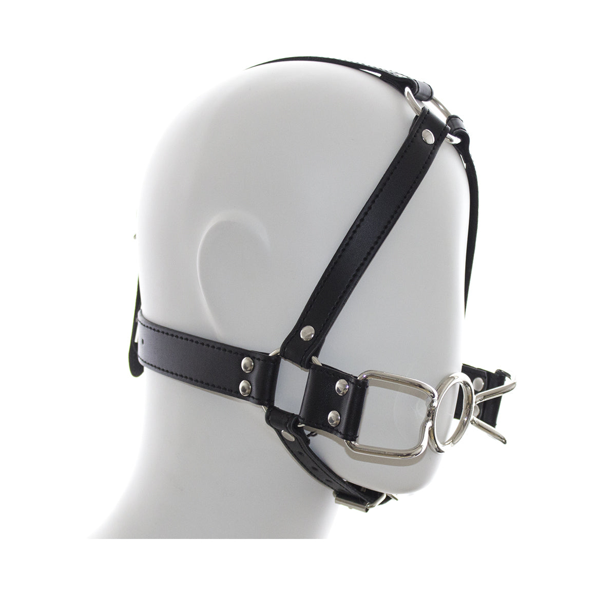 Bâillon O Bouche Métal - Vue Latérale Droite Mannequin - Be Bondage