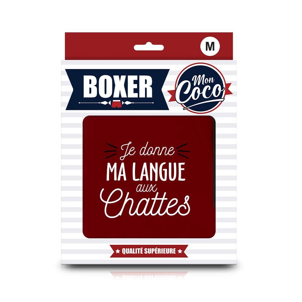 Boxer Je Donne Ma Langue aux Chattes Rouge - Boîte M - La Main au Panier
