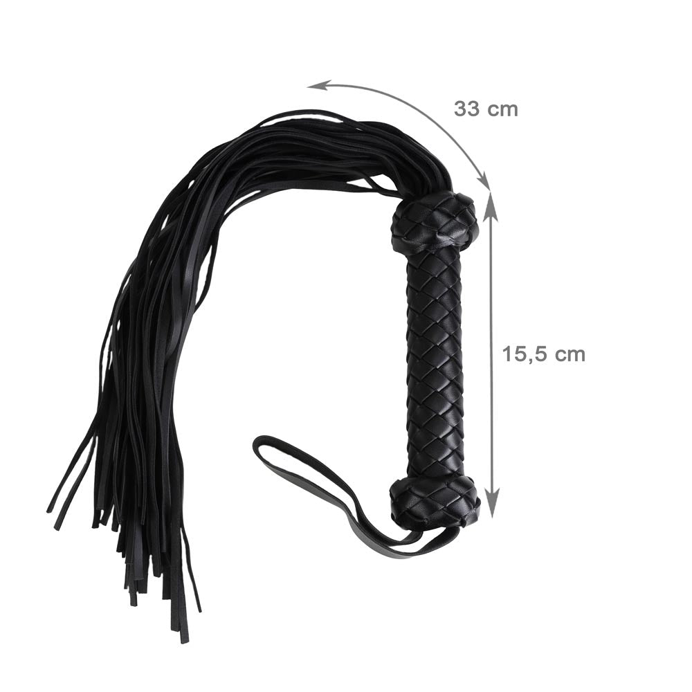 Fouet Arabe Court Manche Tressé PVC BDSM - Vue Technique - Be Bondage