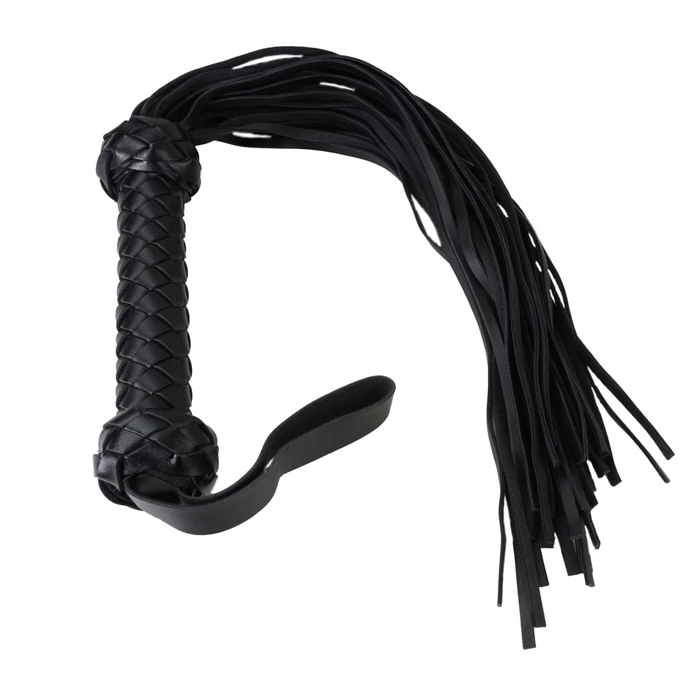 Fouet Arabe Court Manche Tressé PVC BDSM - Vue Inclinée - Be Bondage
