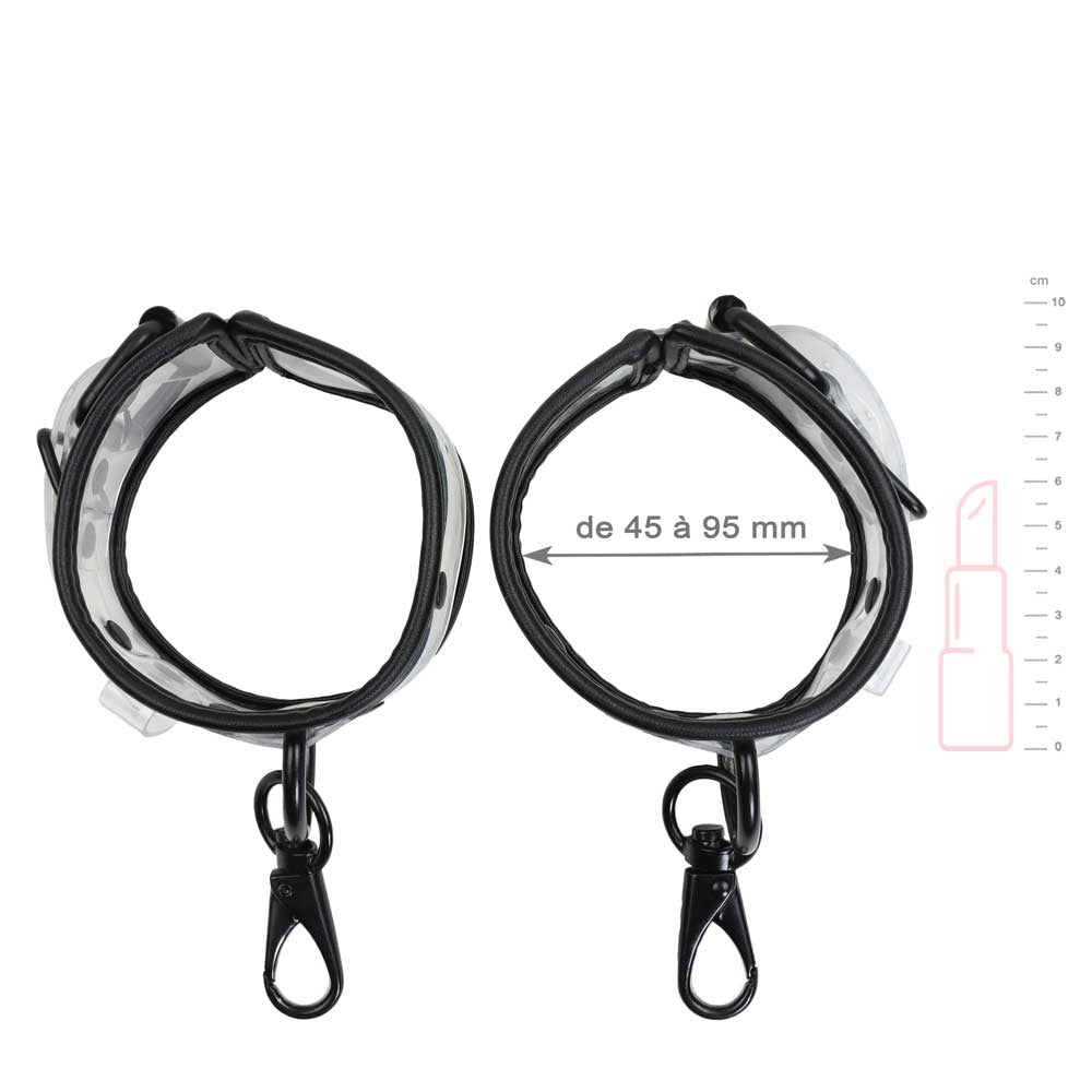 Menottes Transparentes Pieds - Vue Technique - Be Bondage