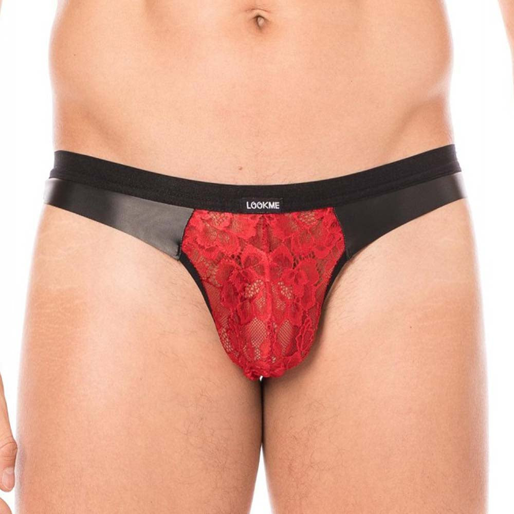 Jockstrap Dark Sun rouge porté de face