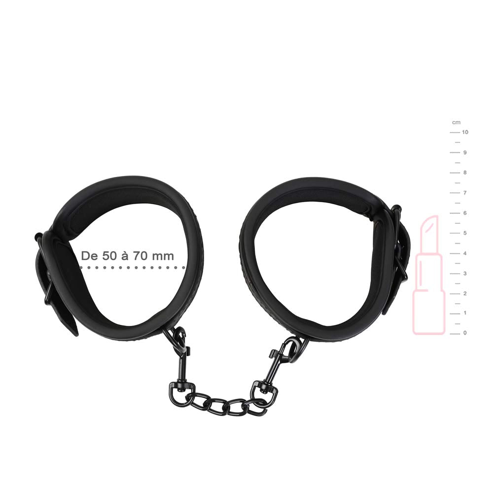 Menottes Noir Poignets - Vue Technique - Be Bondage