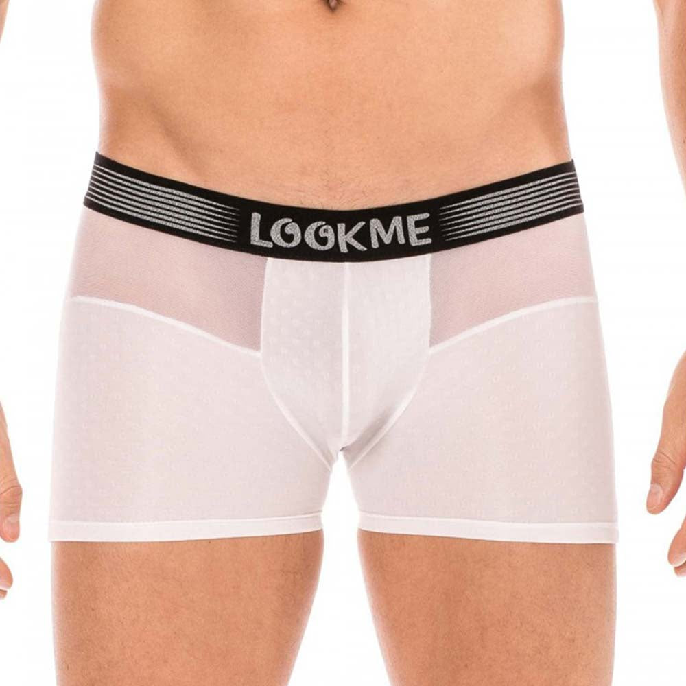 Boxer Tandem Look Me blanc porté de face