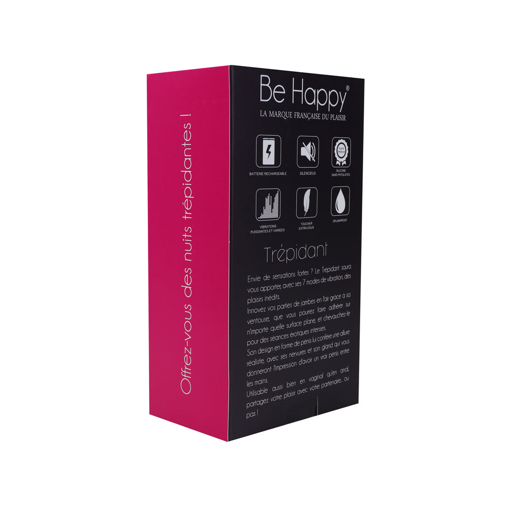 Be Happy Trépidant Gode Réaliste Sans Testicules Reliefs Vibrant Télécommandé Silicone Liquide Violet Vue de Face