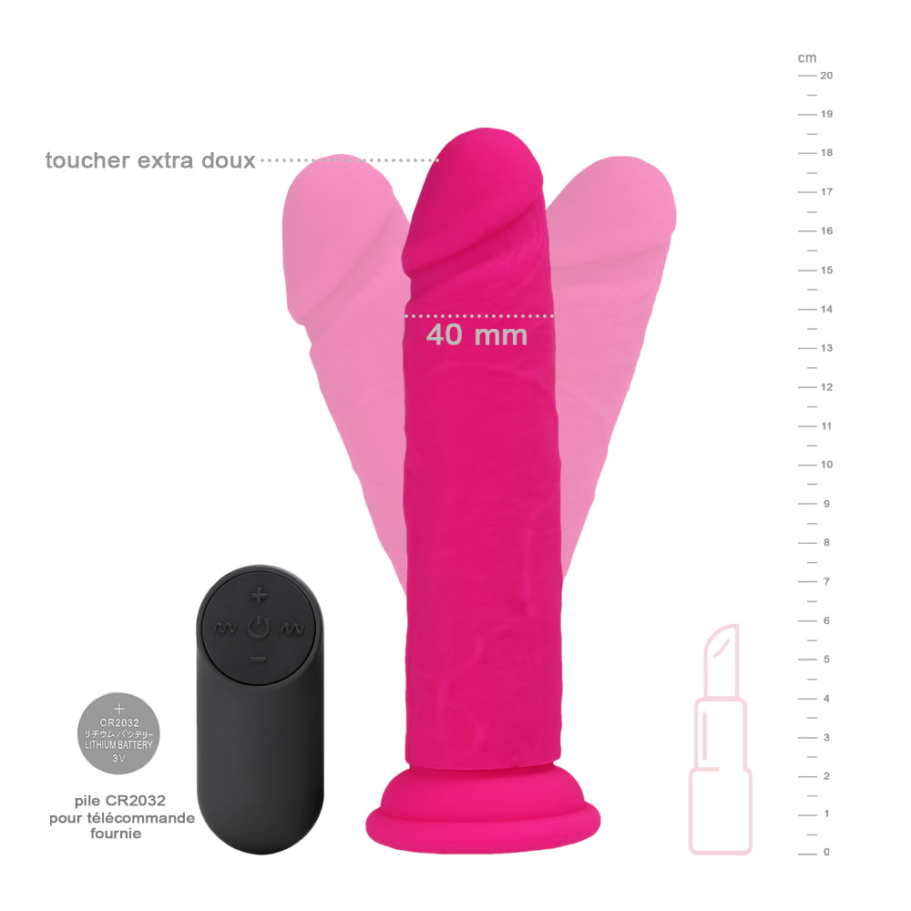 Be Happy Trépidant Gode Réaliste Sans Testicules Reliefs Vibrant Télécommandé Silicone Liquide Violet Vue de Face