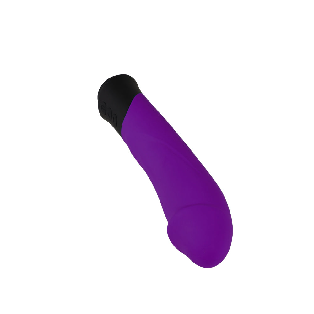 vibromasseur phallique colossal violet en silicone vue dessus