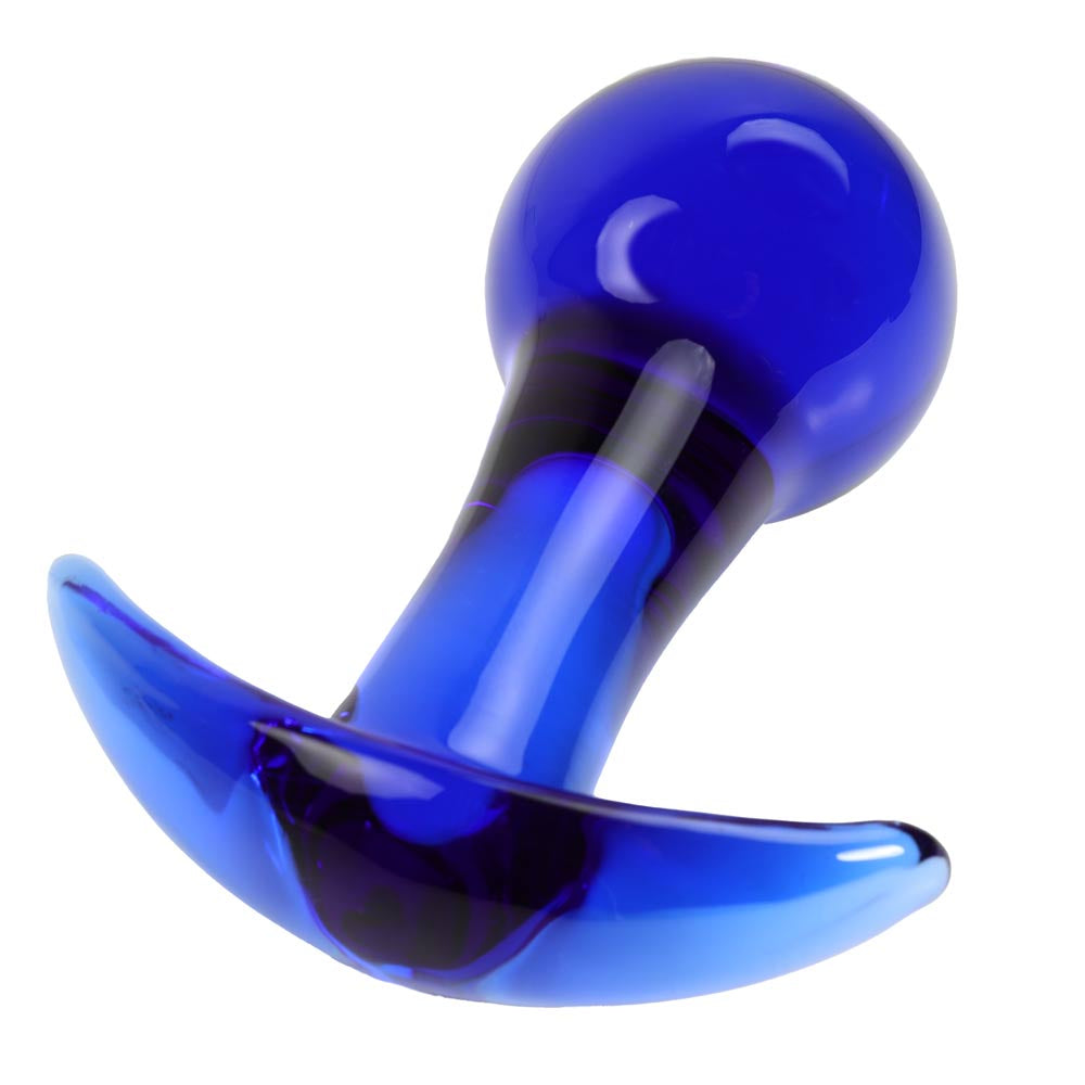 Plug en verre avec arrêt en T, bleu nuit