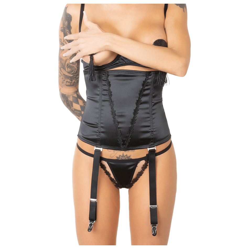 Serre Taille Satin Macramé Jarretelles Amovibles Eros Veneziani