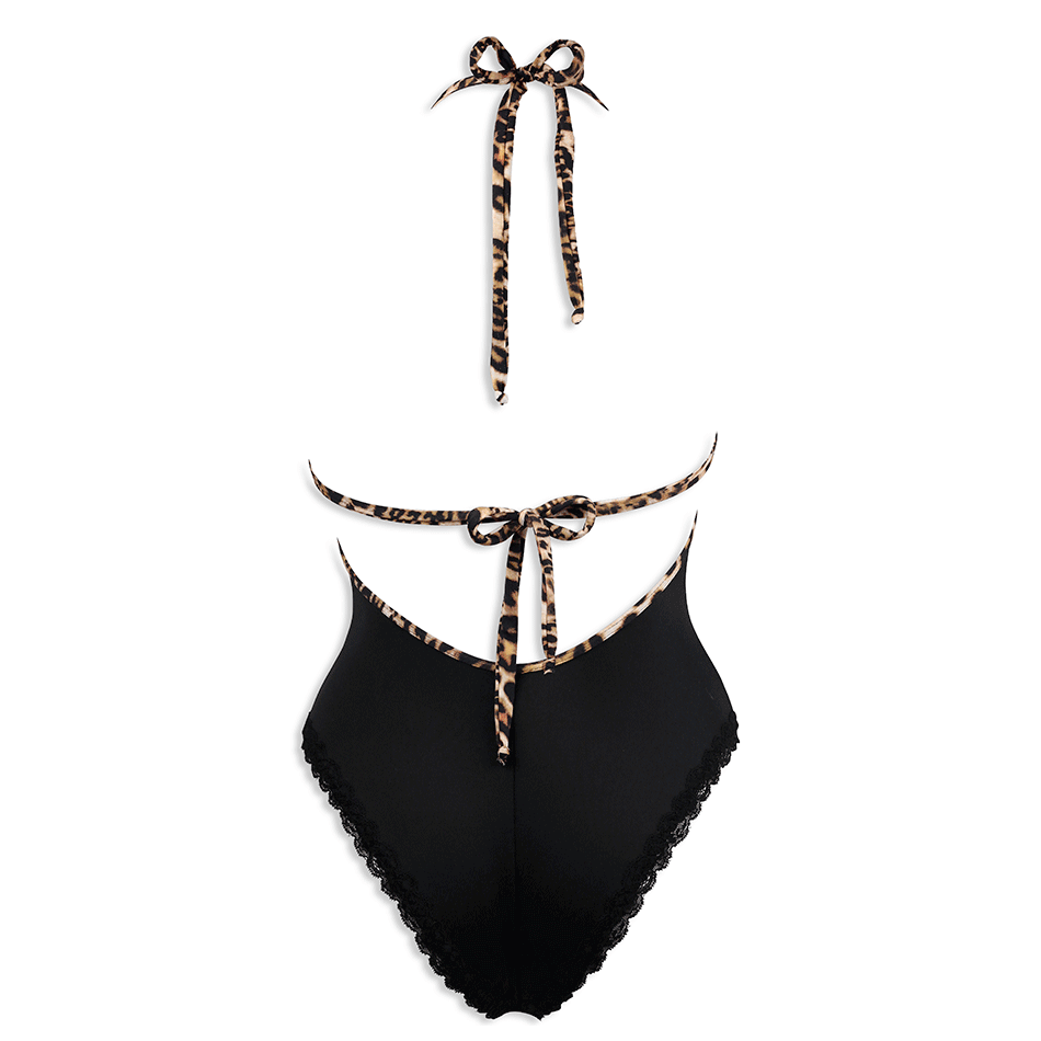 Maillot 1 pièce Féline Noir Léopard Luxxa
