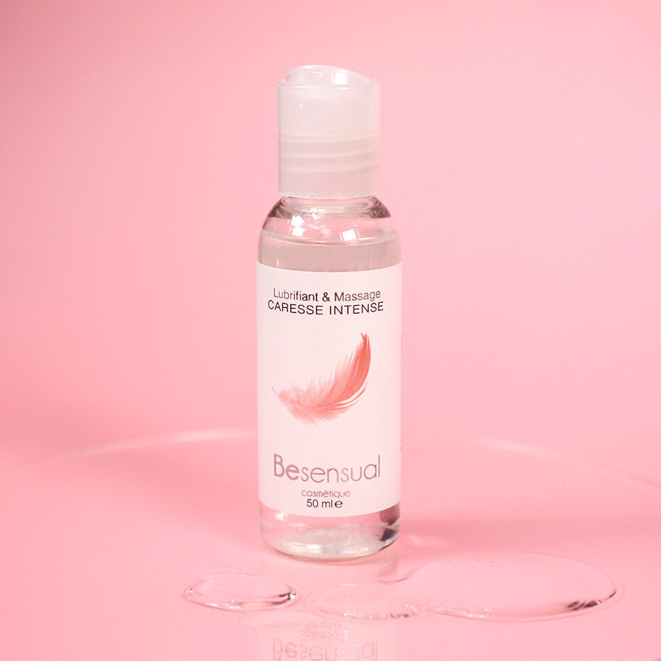 Be Sensual Huile Siliconée Lubrifiant & Massage Neutre Caresse 100 mL Flacon et Packaging Vue de Face