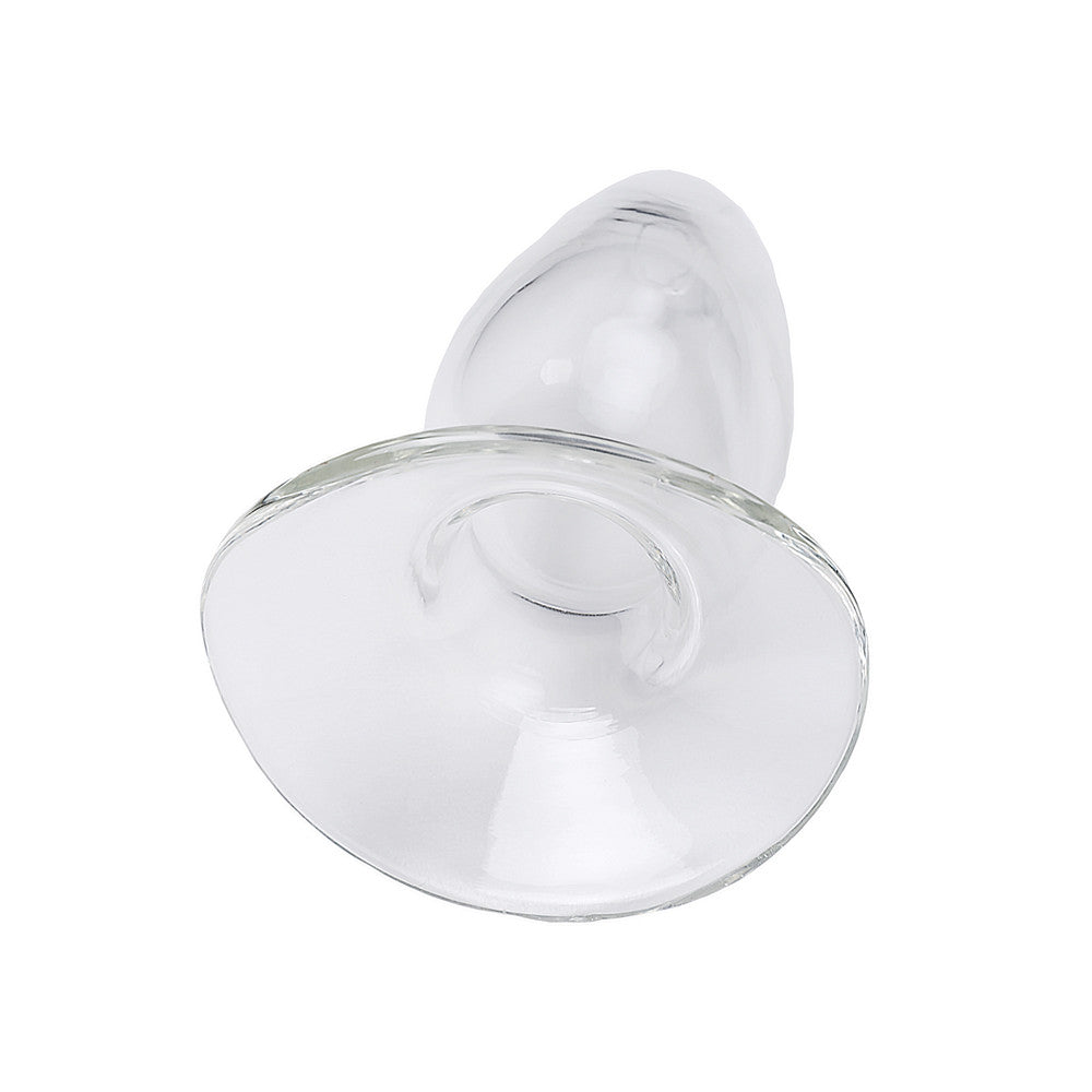 Plug anal tube en verre transparent, vue du dessous