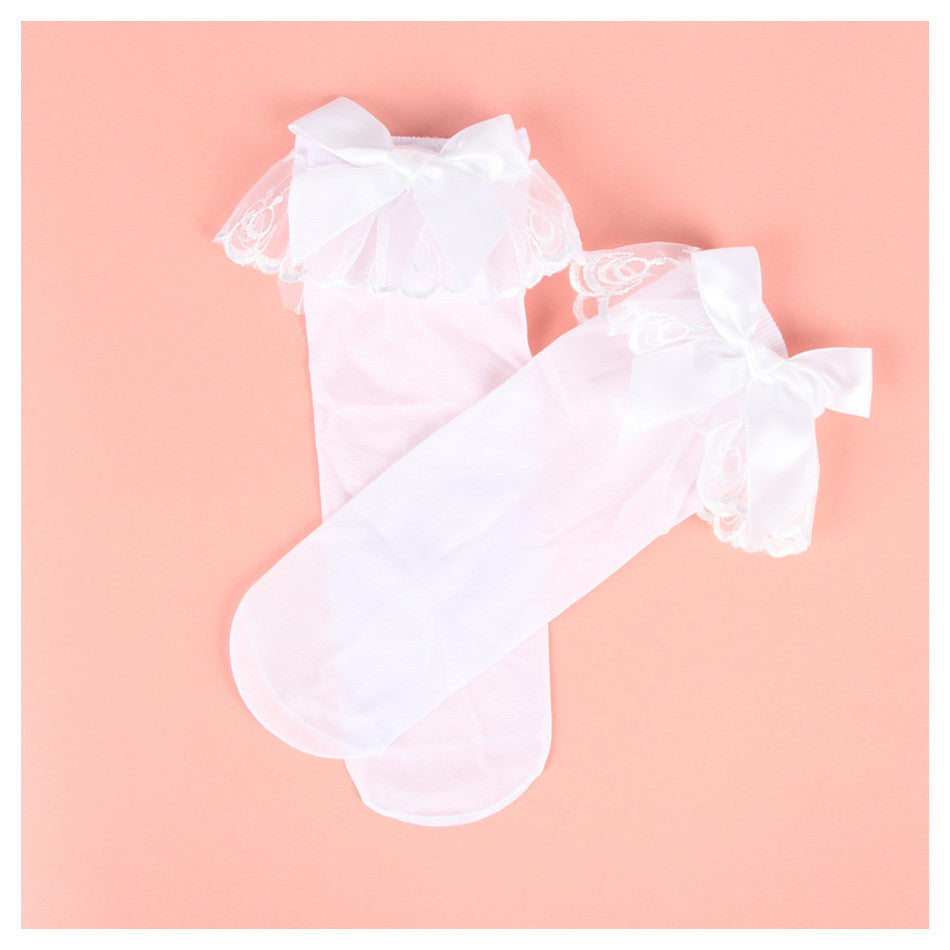 Socquette petit nœud blanc