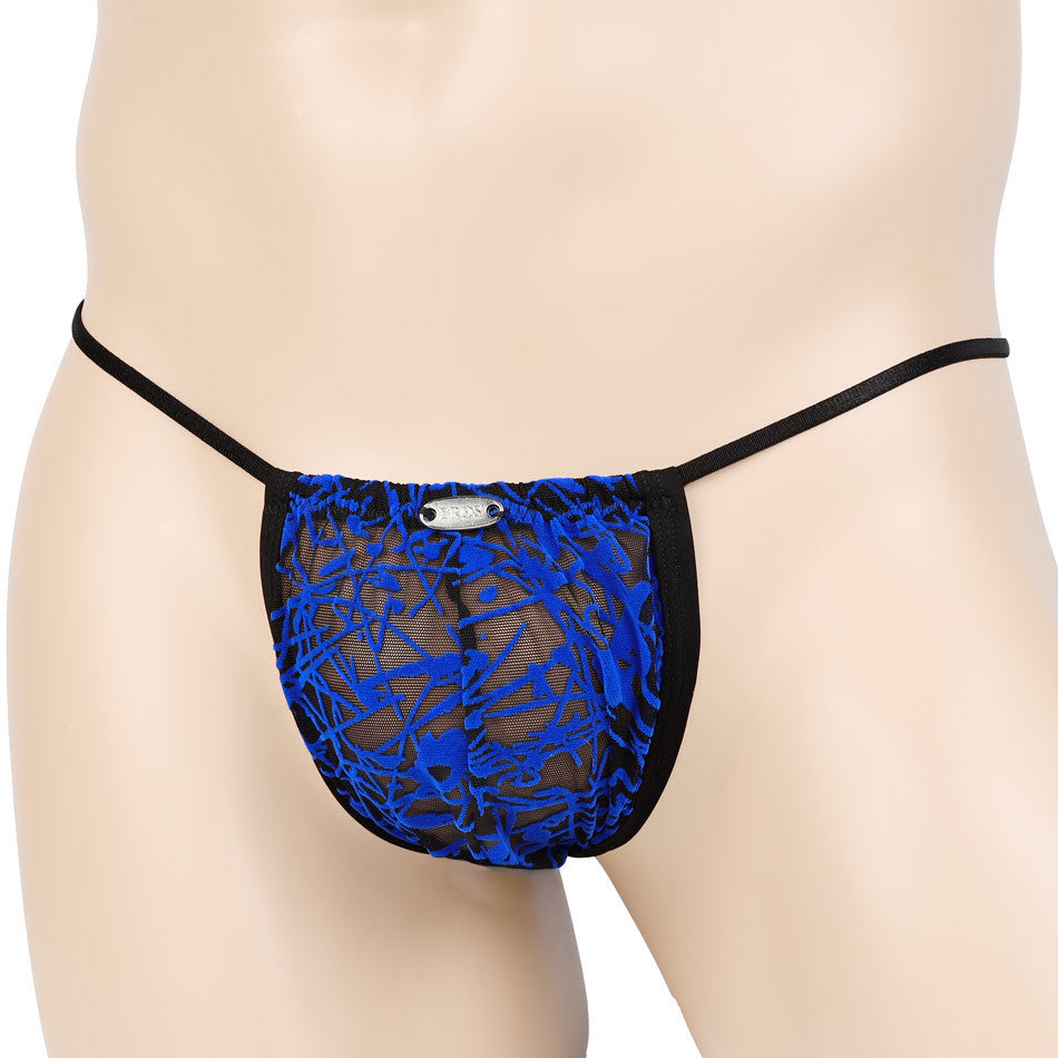 string ficelle homme rusty noir et bleu electrique fantaisie