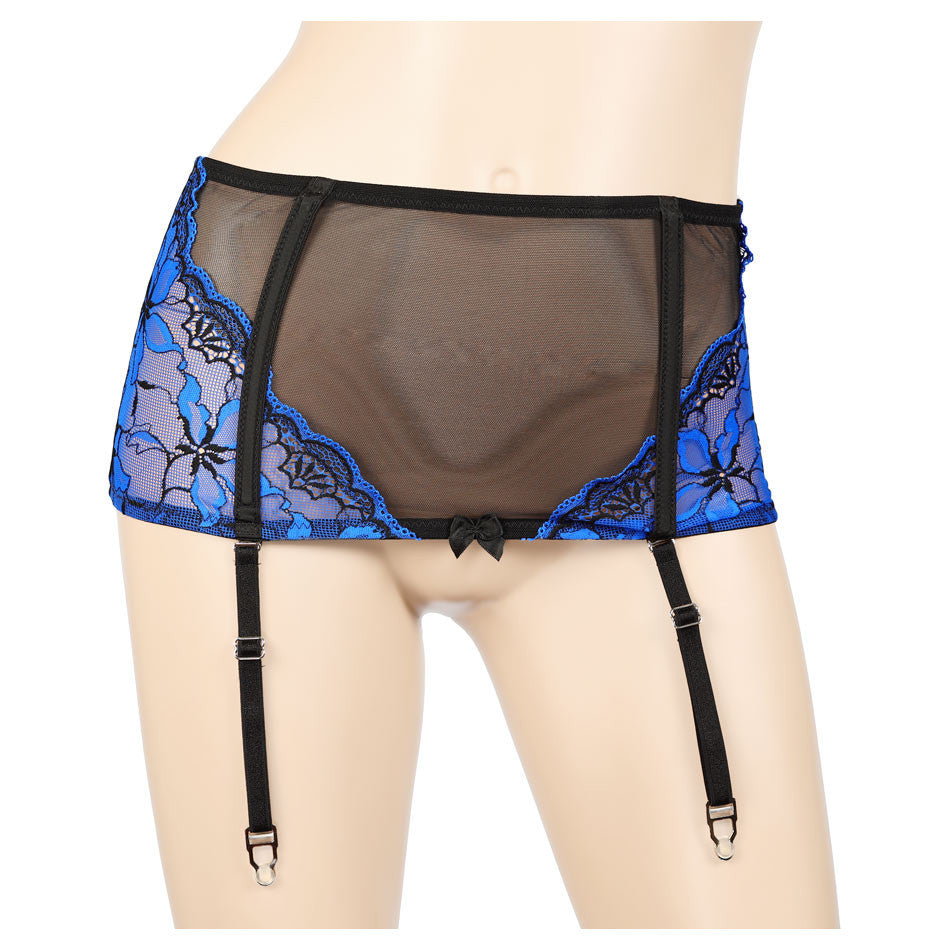 Porte-jarretelles serre taille couleur bleu saphir eros veneziani vue deface