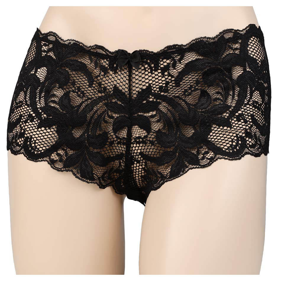 Shorty dentelle eros veneziani noir vue de face