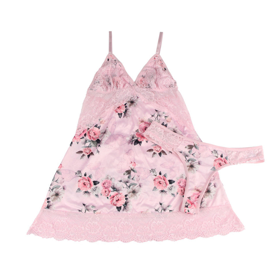 Nuisette imprimée maggy fleuris sensual lingerie rose presentation