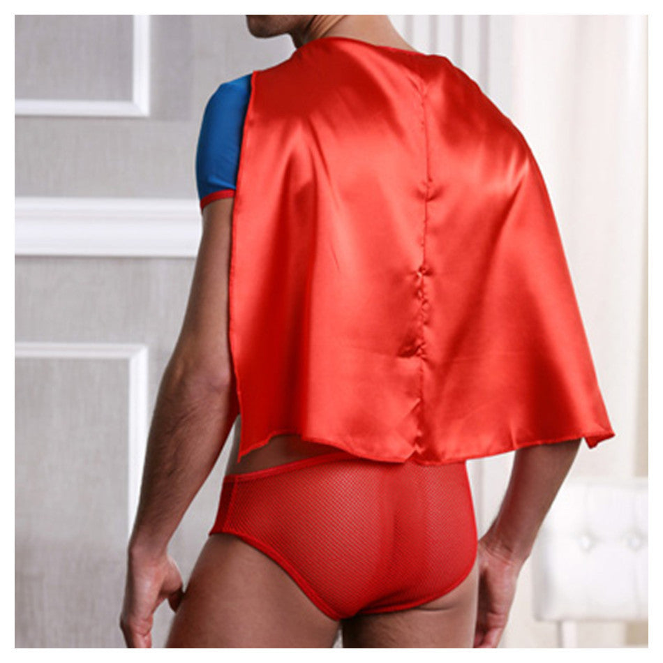 Déguisement superman sexy homme avec cap et slip vu de dos