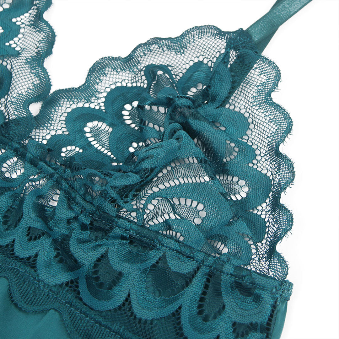 Dentelle verte de la nuisette satin dentelle kelly