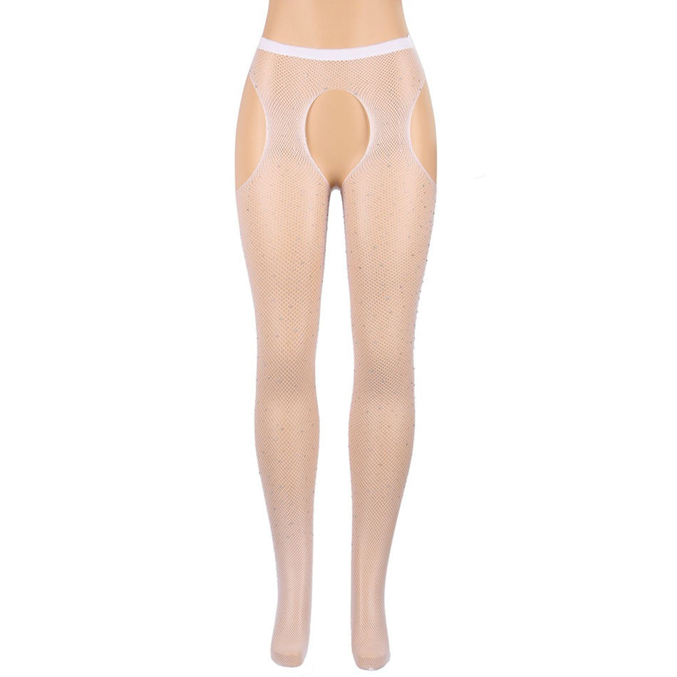 Collant ouvert resille night blanc Sensual Lingerie