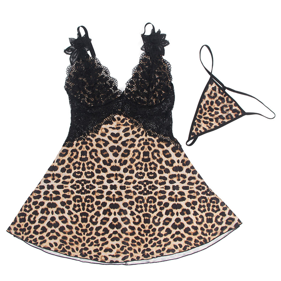Nuisette évasée féline Sensual Lingerie avec string