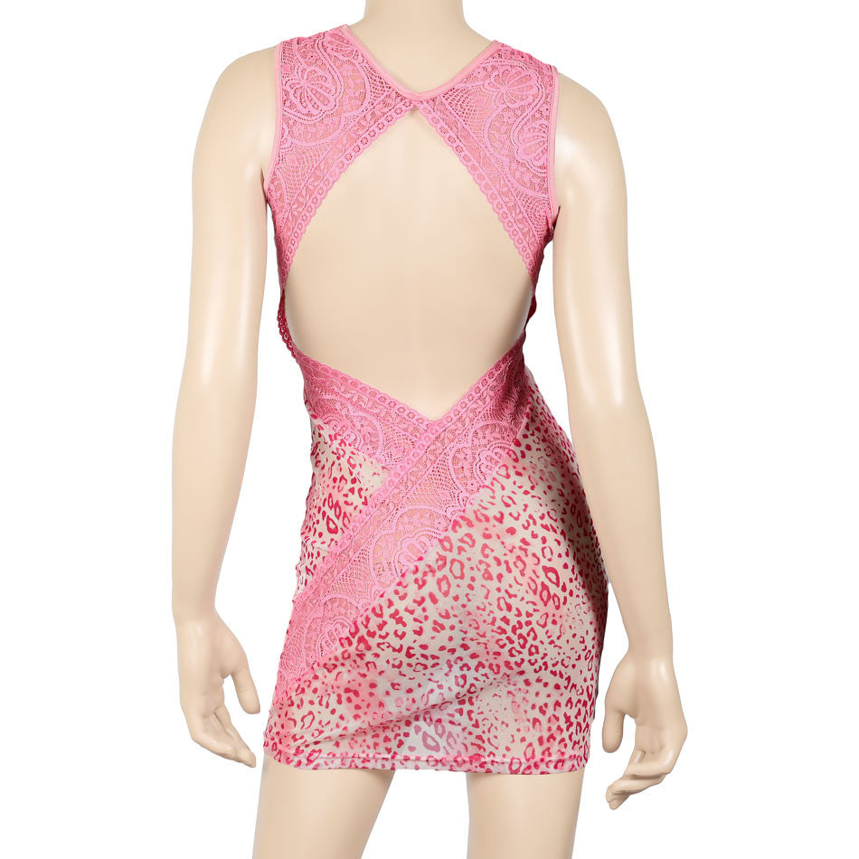 robe imprimé tulle Zola Out X porté de dos couleur rose