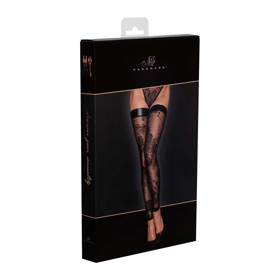 Bas en Tulle Fleurie autofixant – Bande wetlook