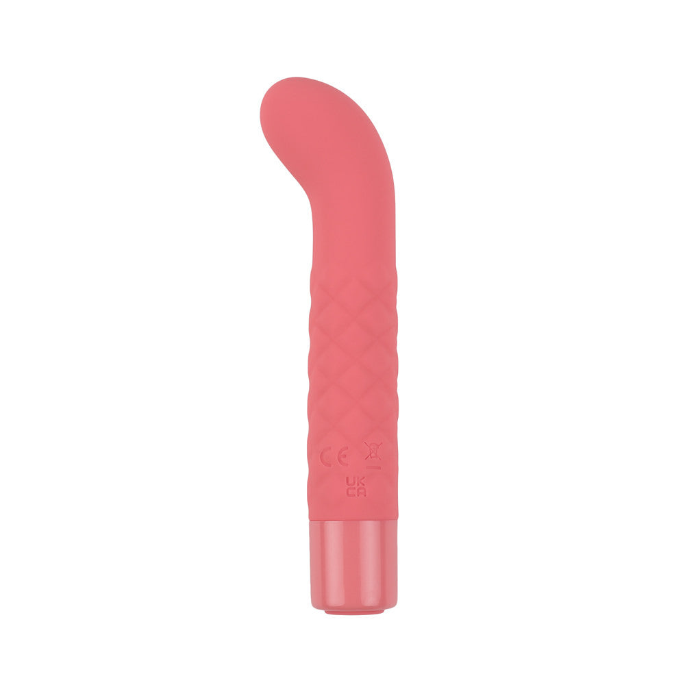 vibromasseur incurve en silicone rose texture relief